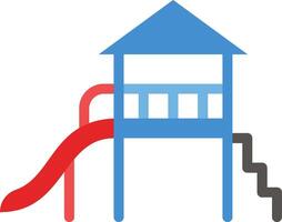 A playground slide with a house and a slide vector