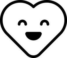 A black and white heart with a smiley face vector