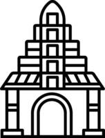 A black and white drawing of a building with a door vector