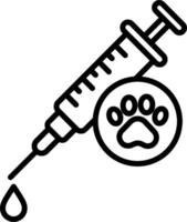 A syringe and a paw print are shown next to a dog vector