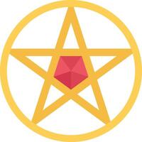 A yellow pentagram with a red star in the center vector
