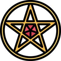 A pentagram with a red star in the center vector