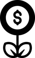 A black and white flower with a dollar sign vector