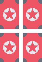 Four squares with a red star on each side vector