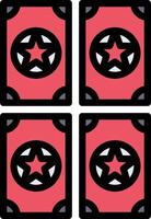 Four red playing cards with a star on each side vector