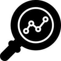 A magnifying glass icon with a graph vector