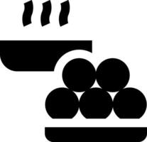 A black and white image of a bowl with food vector