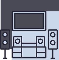 A home theater with speakers and a television vector