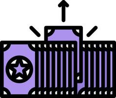 A stack of money with an arrow pointing up vector