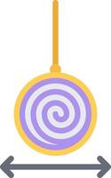 A purple and yellow spinning top with a yellow arrow vector