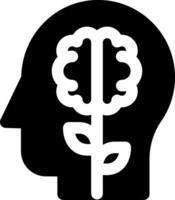 A black and white silhouette of a head with a flower in it vector