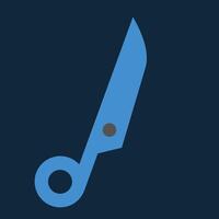A blue pair of scissors on a dark background vector