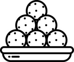 A black and white illustration of a bowl of cookies vector