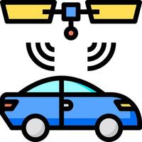 A car with a drone on top of it vector