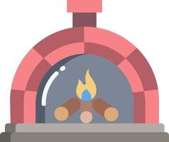 A pizza oven with a fire inside vector