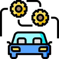 Car with gears and wheels on it vector