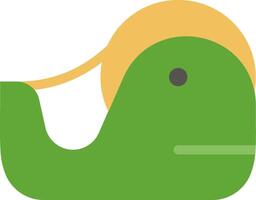 A green whale with a yellow hat on its head vector