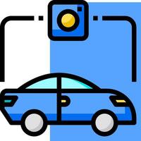 A car is driving over a traffic light vector