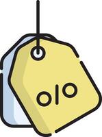 A yellow and white tag with the word o 0 vector