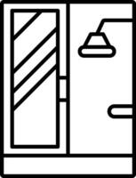 A black and white drawing of a door and light vector