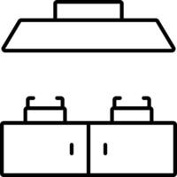 Kitchen cabinet with drawers and lights vector