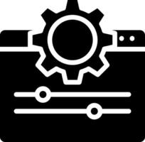 A black and white icon of a gearwheel vector