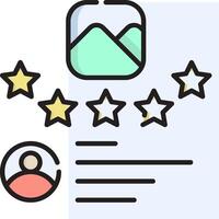 A star rating icon with a person and five stars vector