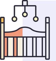 A crib with a lamp and a lampshade vector