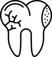 A tooth with a broken tooth and a tooth with a hole vector
