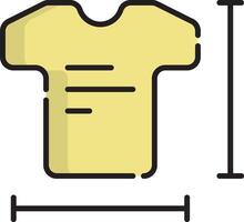 A yellow t - shirt with measurements on it vector