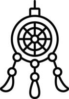 A black and white drawing of a dream catcher vector