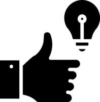 A hand with a light bulb and a thumb up vector