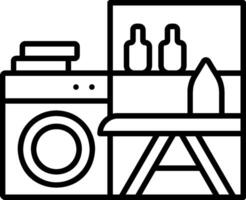 A black and white illustration of a washing machine and a table vector