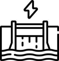A black and white illustration of a dam with a lightning bolt vector