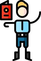 A man holding a red folder with a red box vector