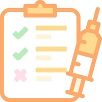 A syringe and check list icon vector
