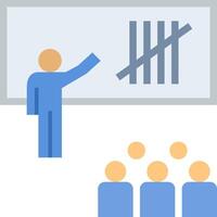 A man is standing in front of a board with a bar graph on it vector