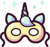 A cartoon unicorn mask with a horn on it vector