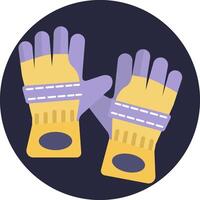 A pair of gloves with yellow and purple patches vector
