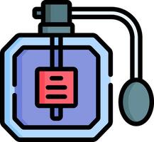 A perfume bottle with a red and blue label vector