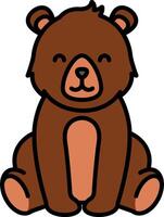A cartoon brown bear sitting down vector