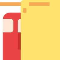 A red and yellow bus with a yellow sign vector