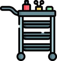 A trolley with a variety of items on it vector