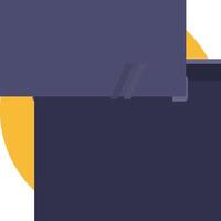 A laptop with a yellow background and a black and purple logo vector