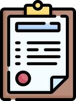 Clipboard icon with a paper and pen vector