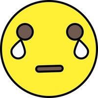 A sad emoticor with tears on his face vector