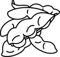 A black and white drawing of a bean vector