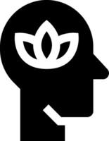 A black and white silhouette of a head with a flower in it vector