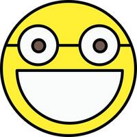 A cartoon smiley face with glasses and a big smile vector