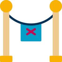 A blue and yellow sign with an x on it vector